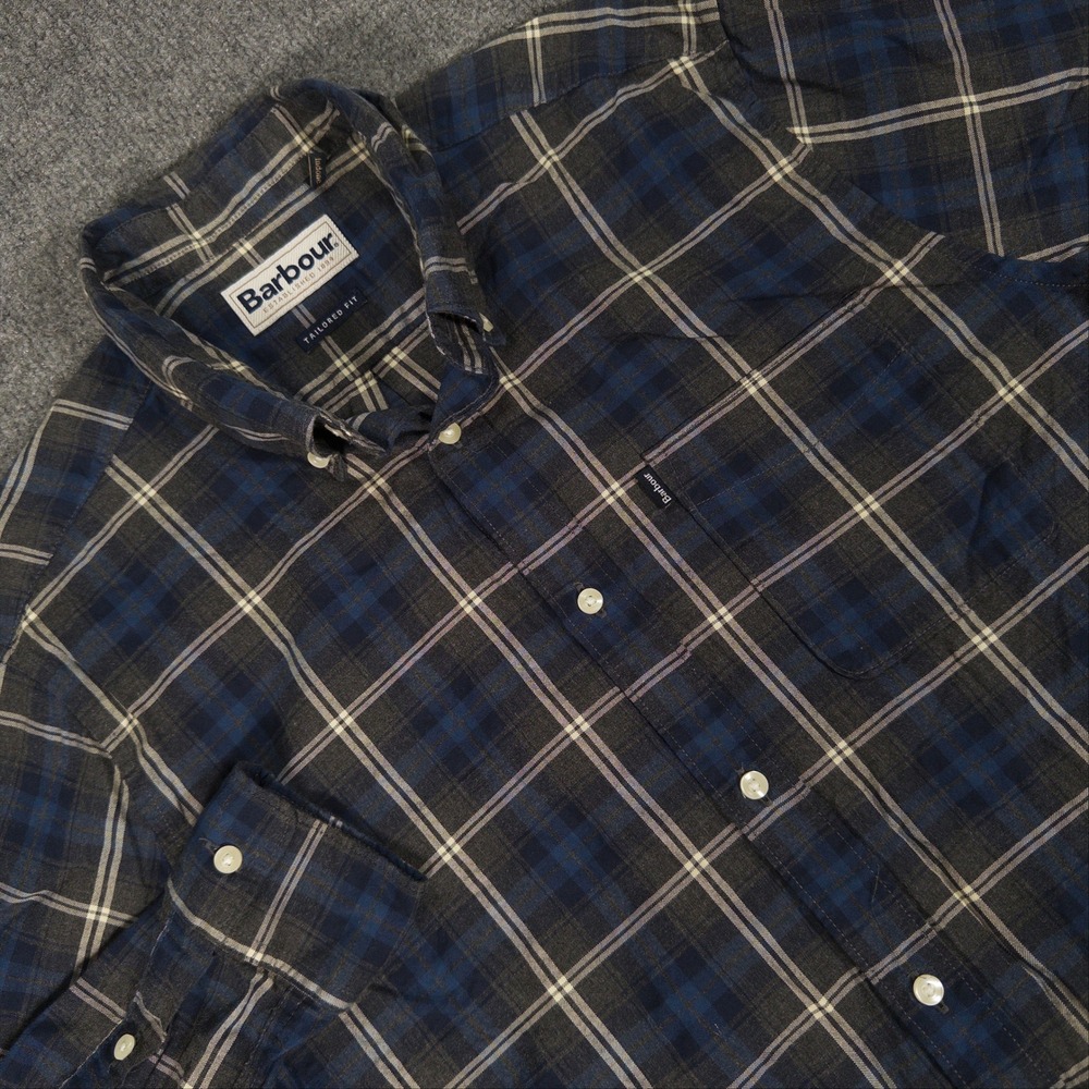 Barbour Endsleigh Highland Check Shirt Mens Medium Tailored Fit Blue #4860